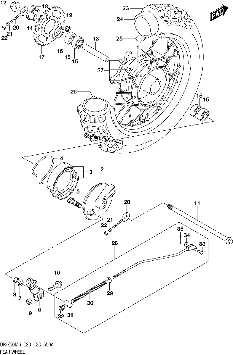 Diagrama de REAR WHEEL