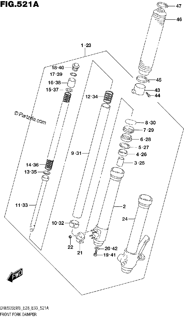 Diagrama de FRONT FORK DAMPER
