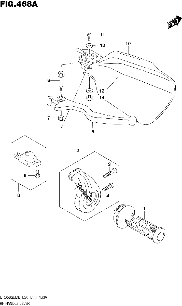 Diagrama de RH HANDLE LEVER