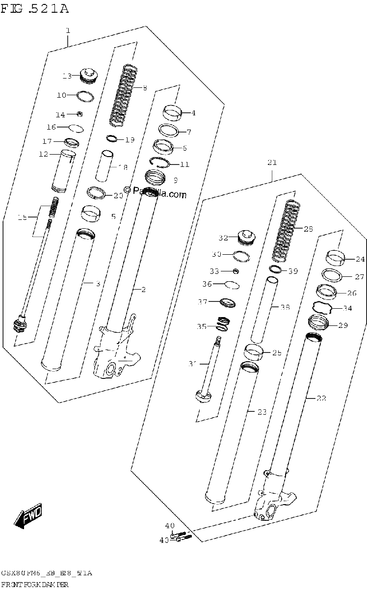 Diagrama de FRONT FORK DAMPER