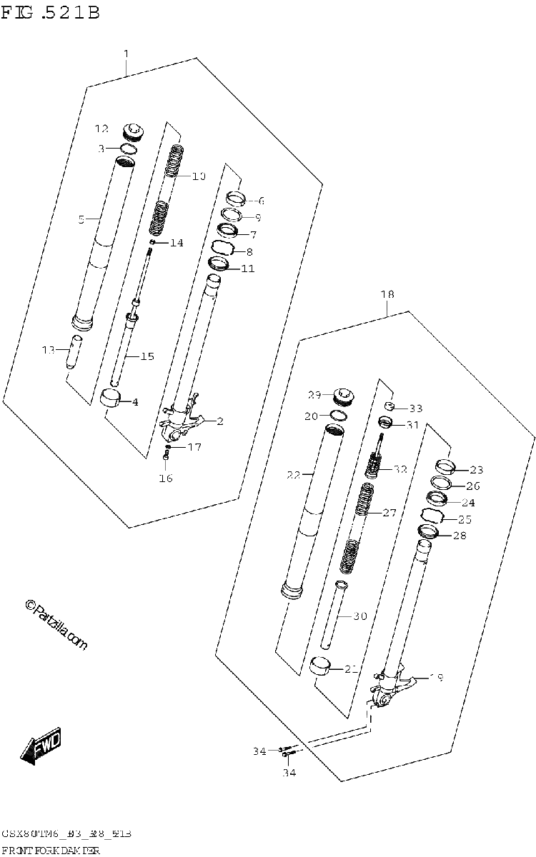 Diagrama de FRONT FORK DAMPER GSX800TTRQB