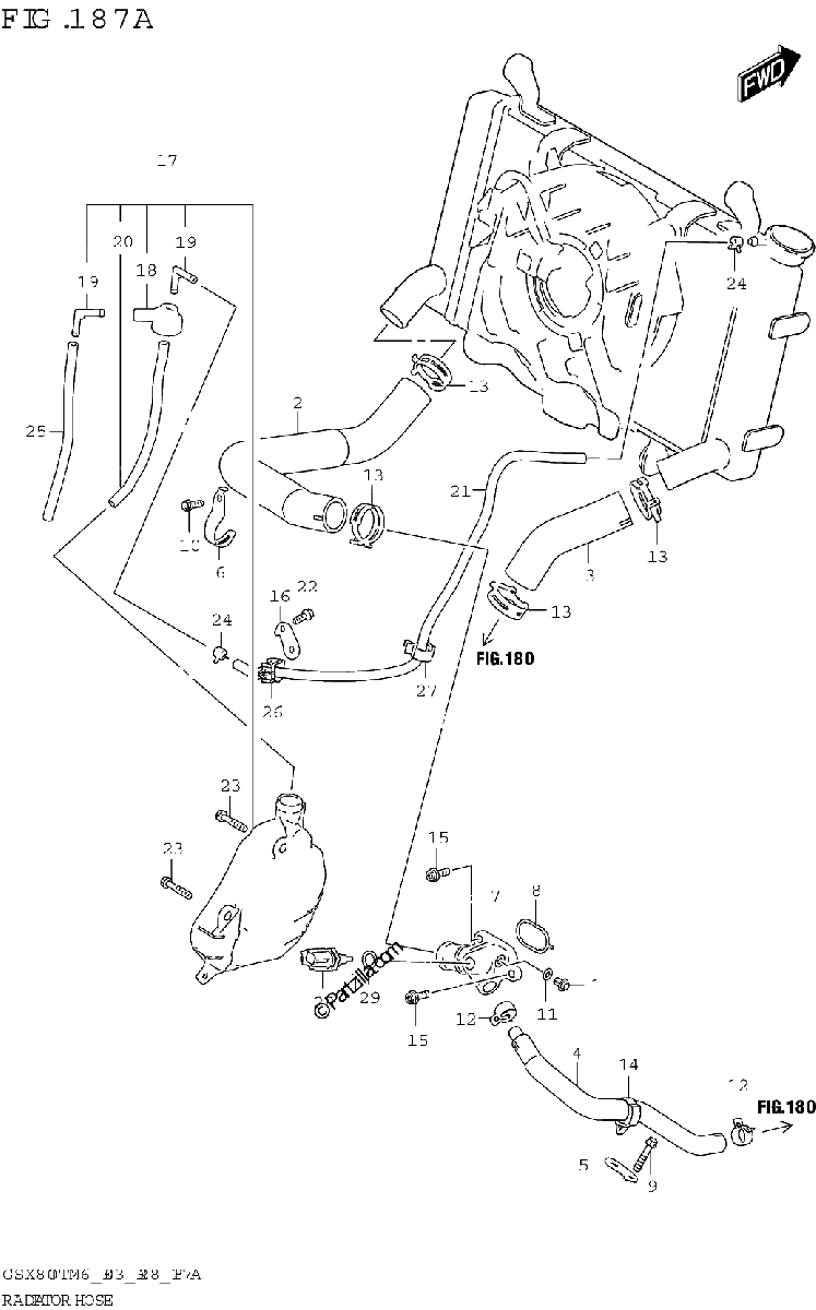 Diagrama de RADIATOR HOSE GSX800TRQ