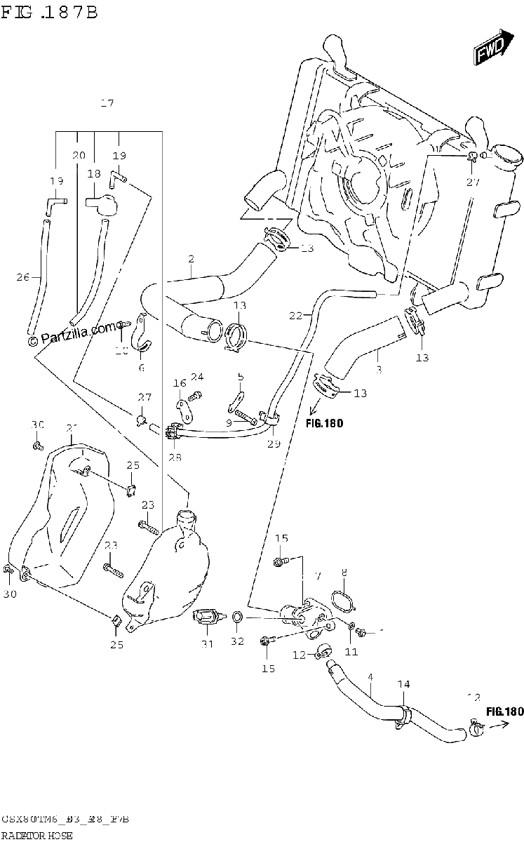 Diagrama de RADIATOR HOSE GSX800TTRQB