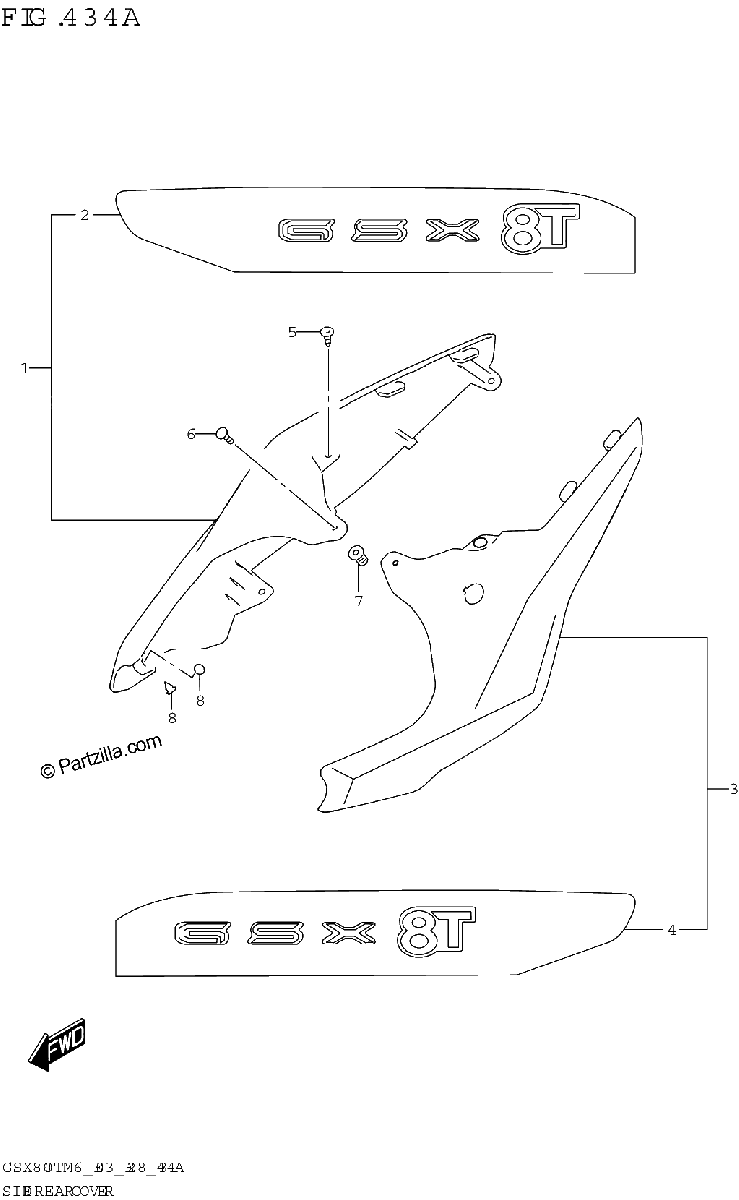 Diagrama de SIDE REAR COVER GSX800TRQ