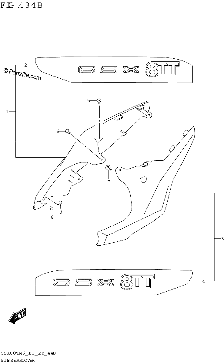 Diagrama de SIDE REAR COVER GSX800TTRQB