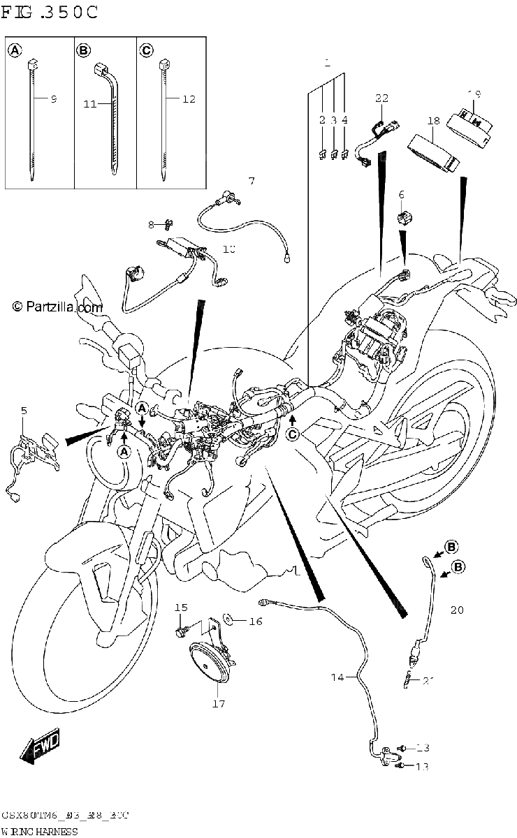 Diagrama de WIRING HARNESS GSX800TRQ