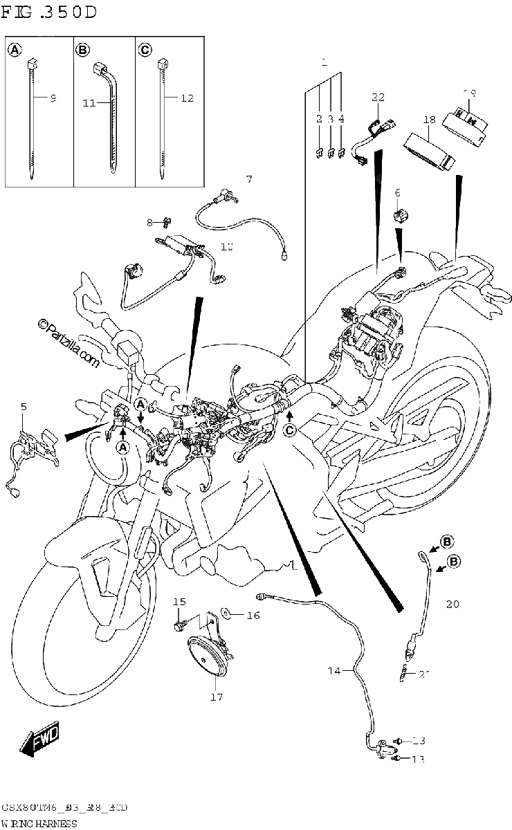 Diagrama de WIRING HARNESS GSX800TTRQB