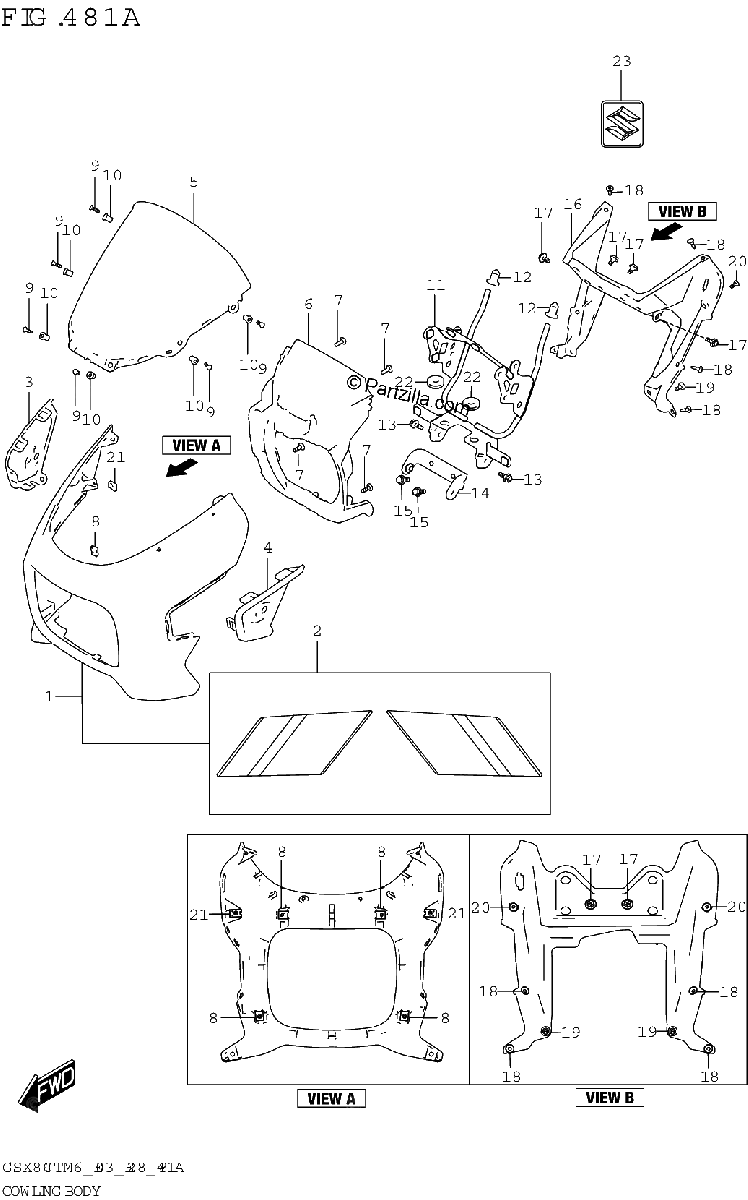 Diagrama de COWLING BODY GSX800TTRQB