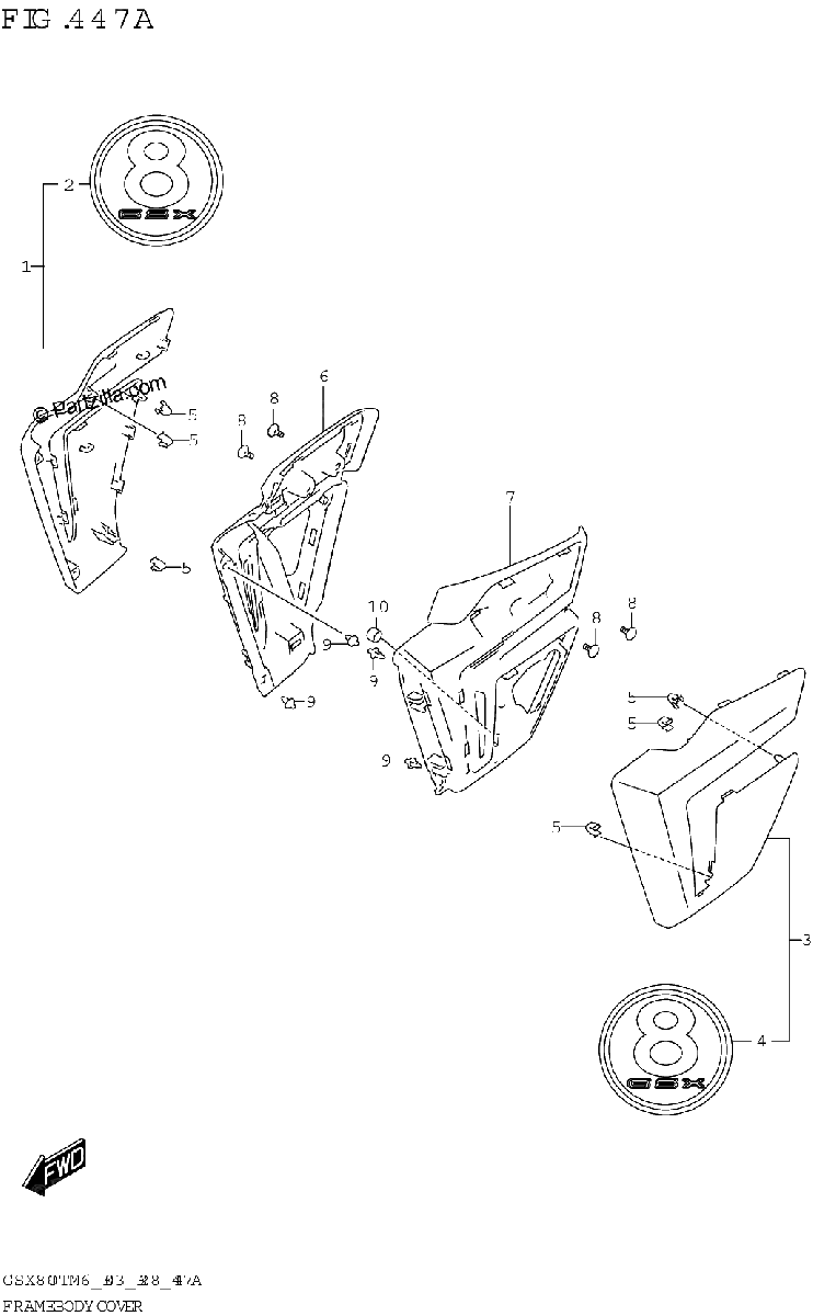 Diagrama de FRAME BODY COVER GSX800TRQ