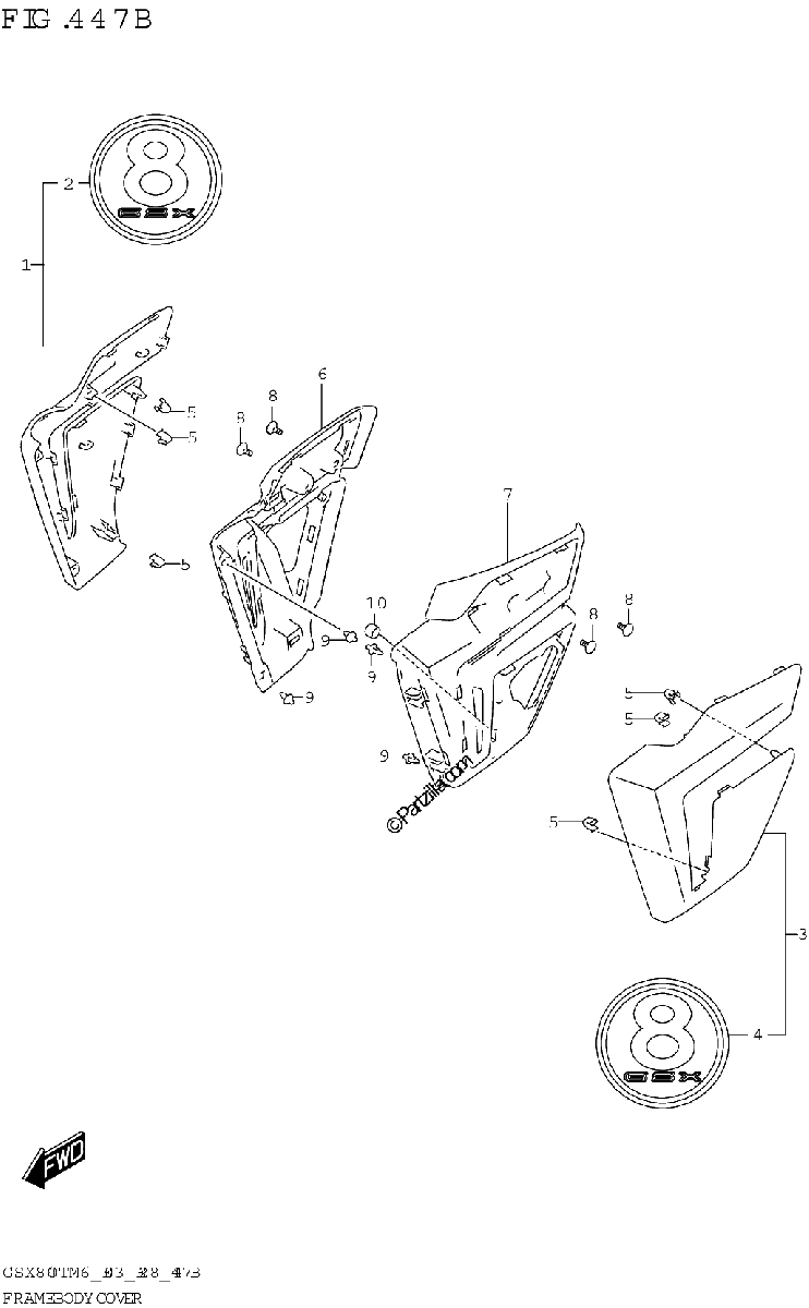 Diagrama de FRAME BODY COVER GSX800TTRQB