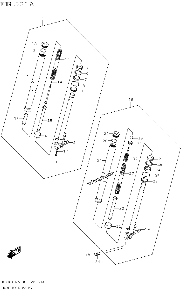 Diagrama de FRONT FORK DAMPER GSX800TRQ