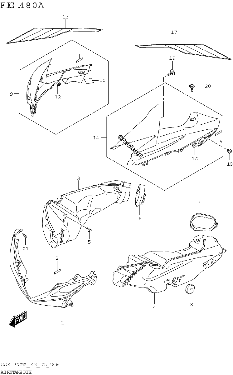 Diagrama de AIR INTAKE PIPE GSX R600