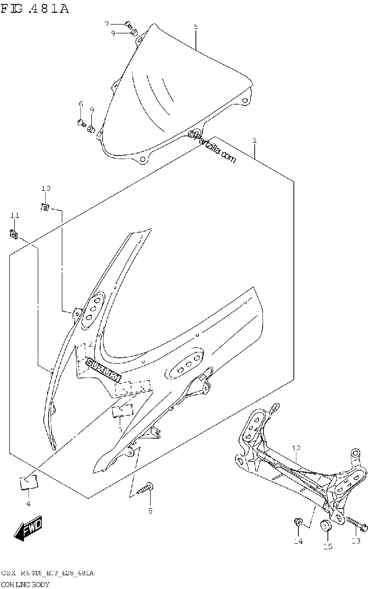 Diagrama de COWLING BODY GSX R600