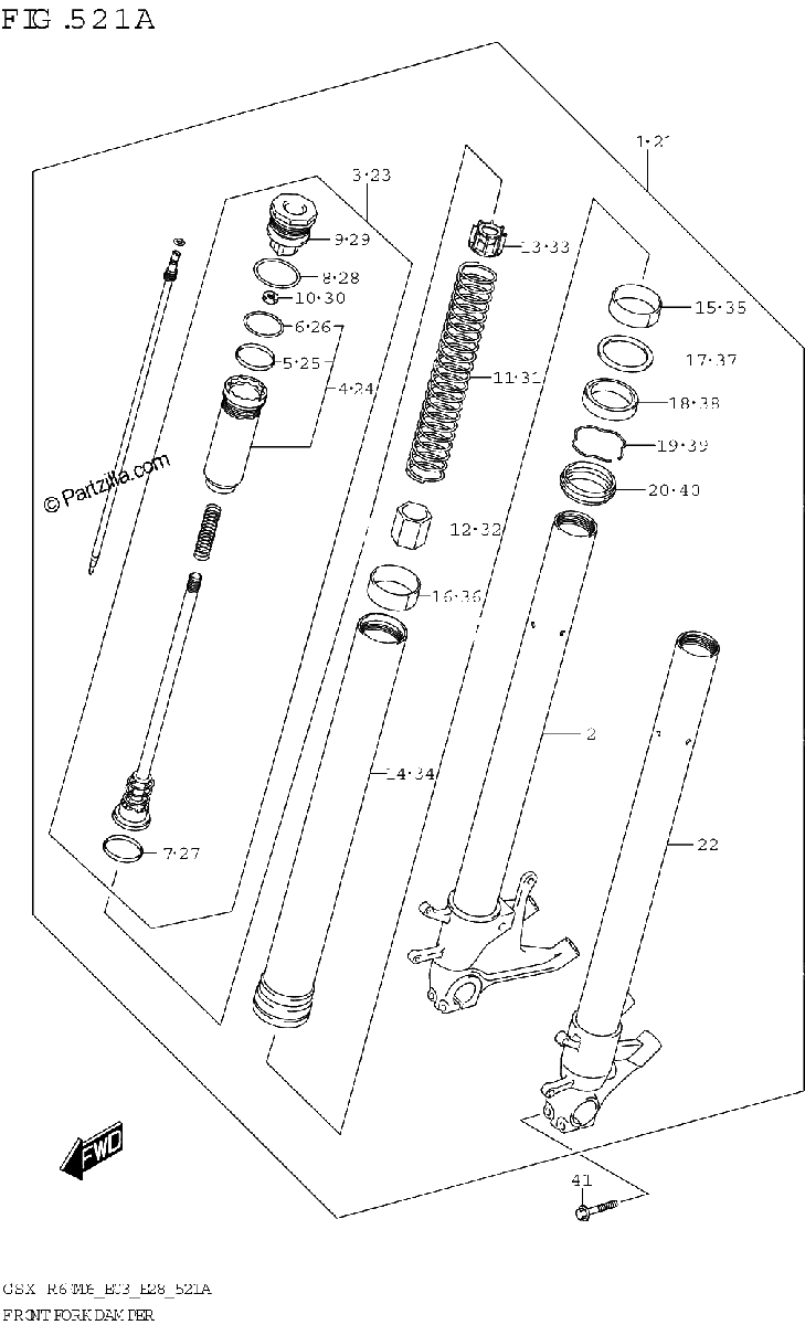Diagrama de FRONT FORK DAMPER