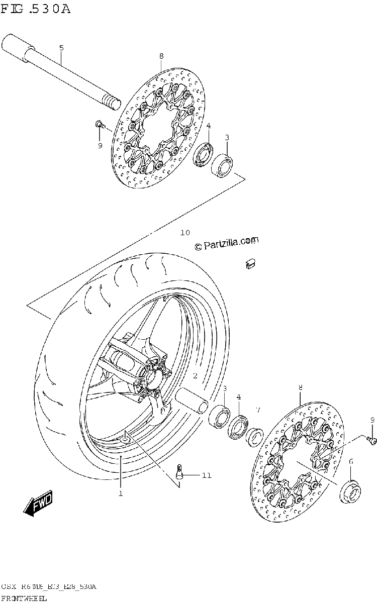 Diagrama de FRONT WHEEL GSX R600