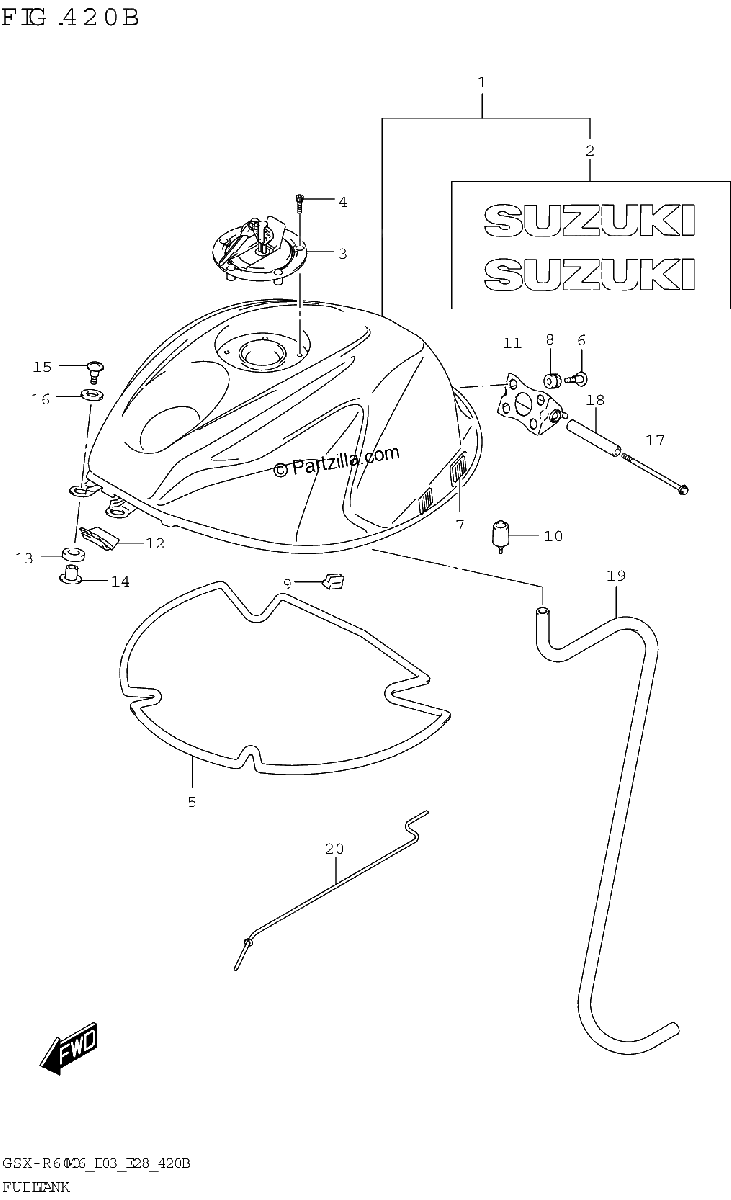 Diagrama de FUEL TANK GSX R600 E33