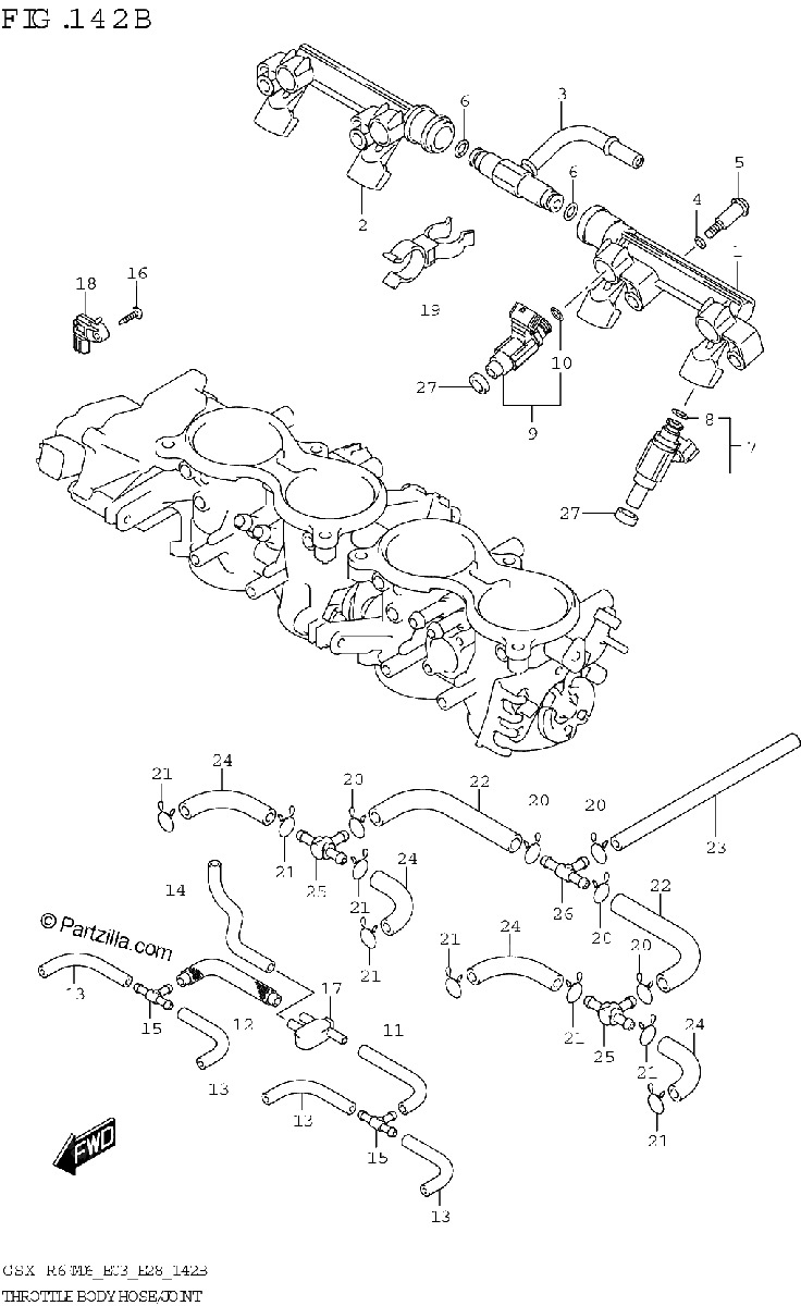 Diagrama de THROTTLE BODY HOSE JOINT E33