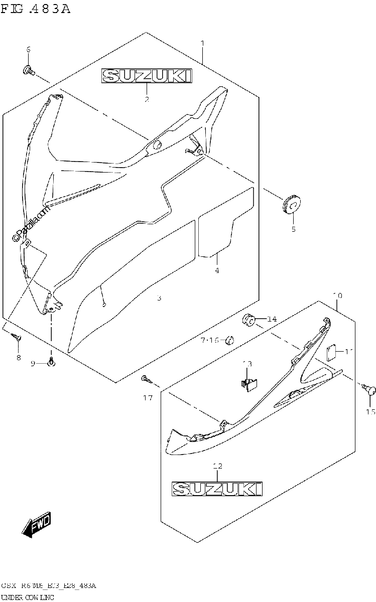 Diagrama de UNDER COWLING GSX R600