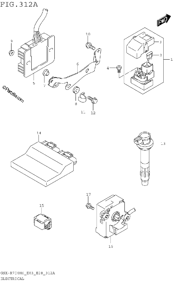 Diagrama de ELECTRICAL GSX R750M6 E03