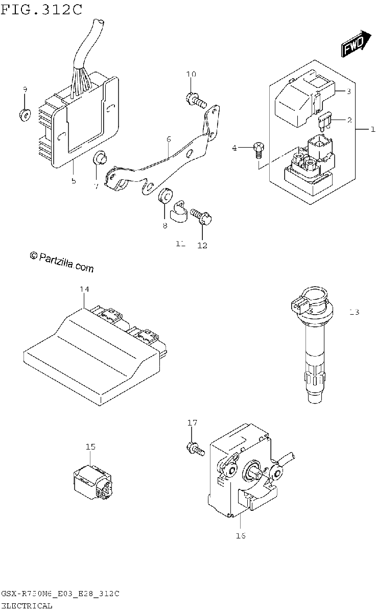 Diagrama de ELECTRICAL GSX R750M6 E33