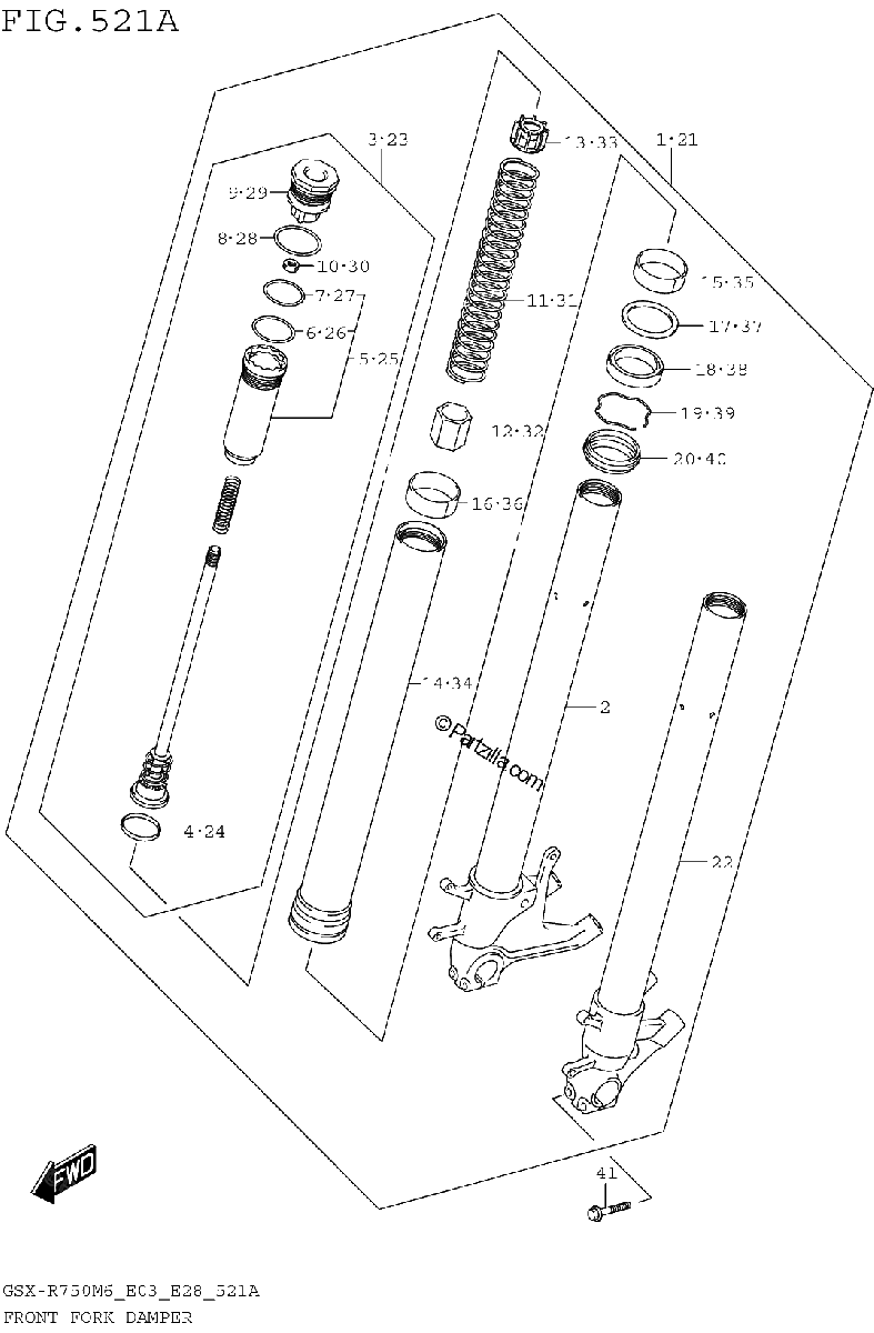 Diagrama de FRONT FORK DAMPER