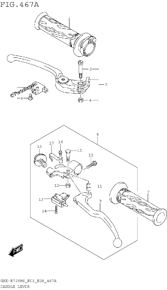Diagrama de HANDLE LEVER