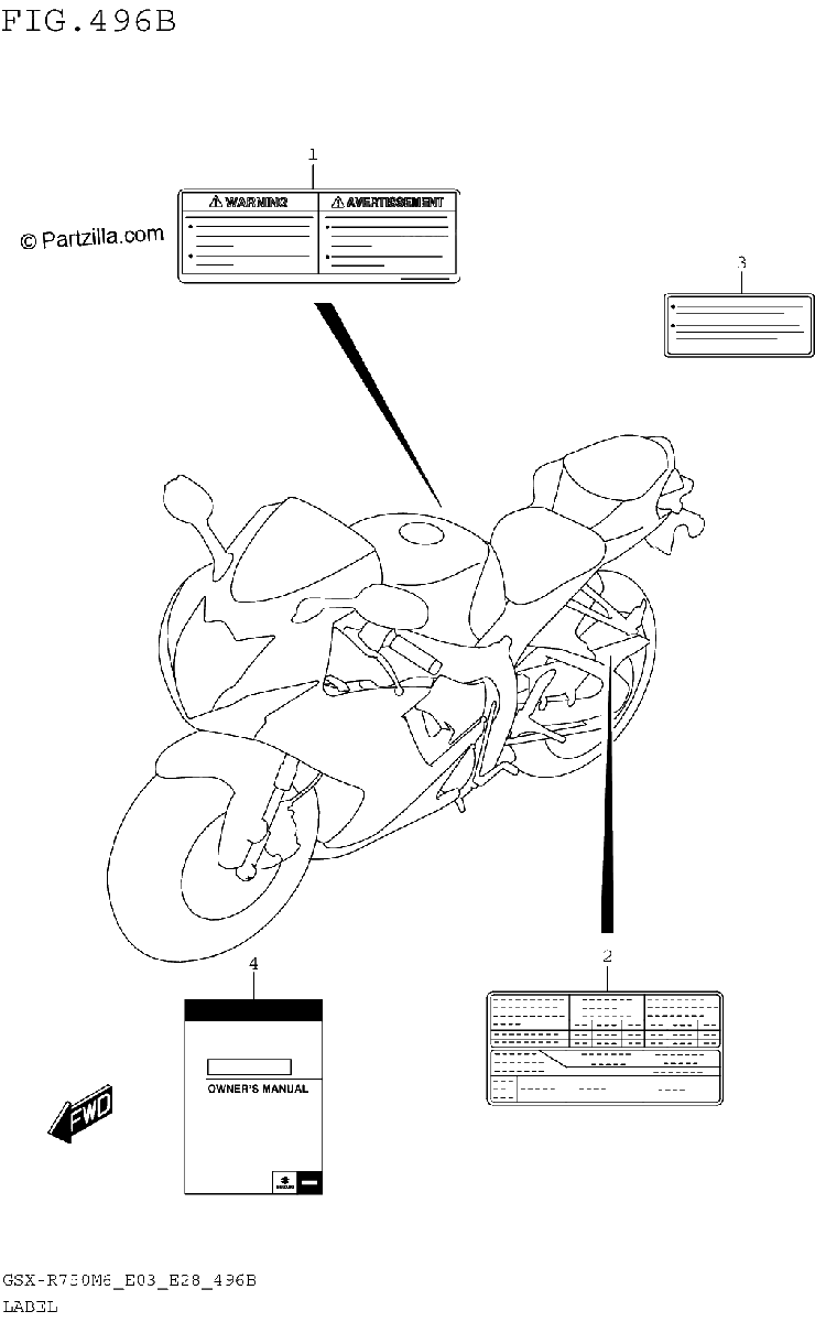 Diagrama de LABEL GSX R750M6 E28