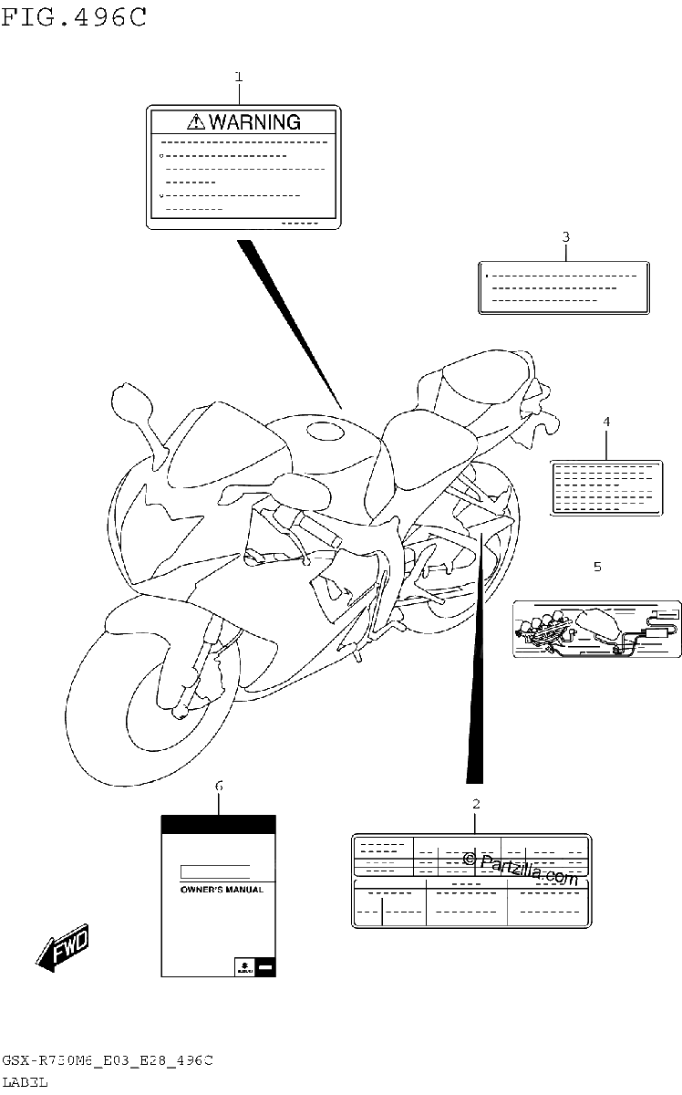 Diagrama de LABEL GSX R750M6 E33