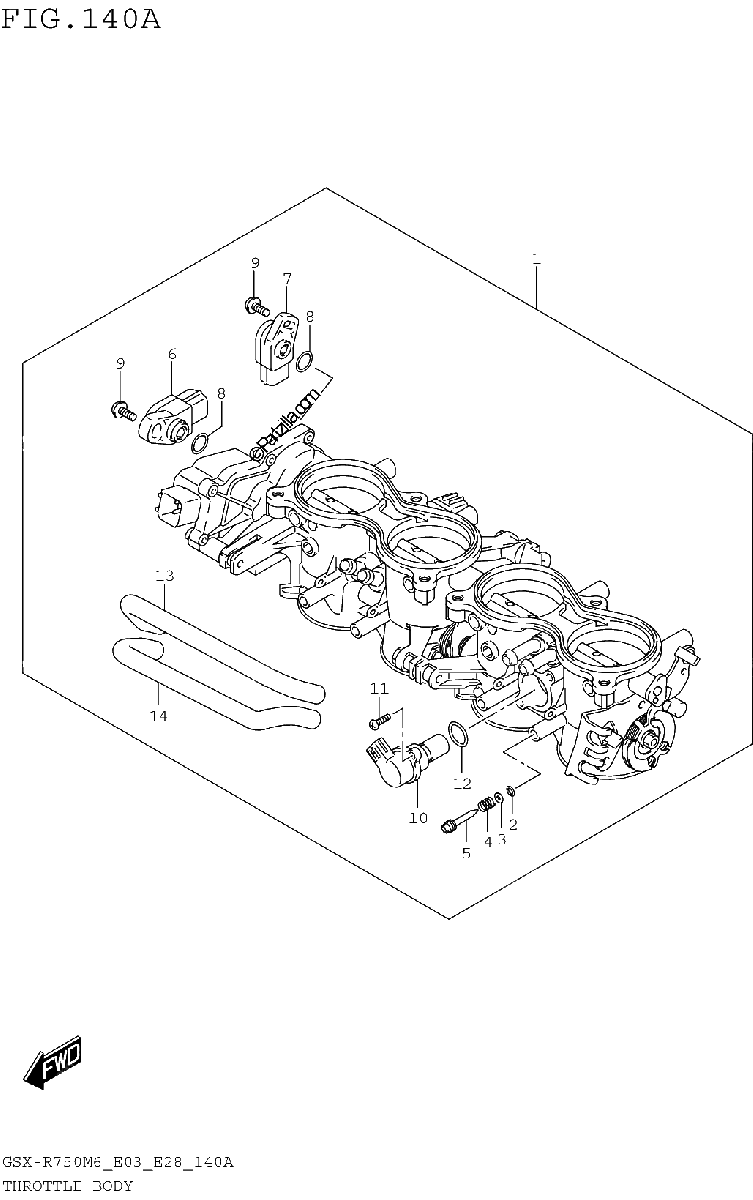 Diagrama de THROTTLE BODY GSX R750M6 E03