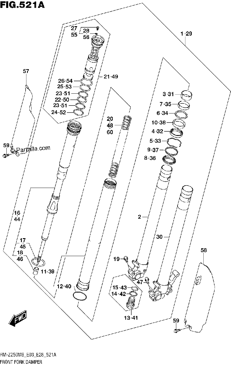 Diagrama de FRONT FORK DAMPER