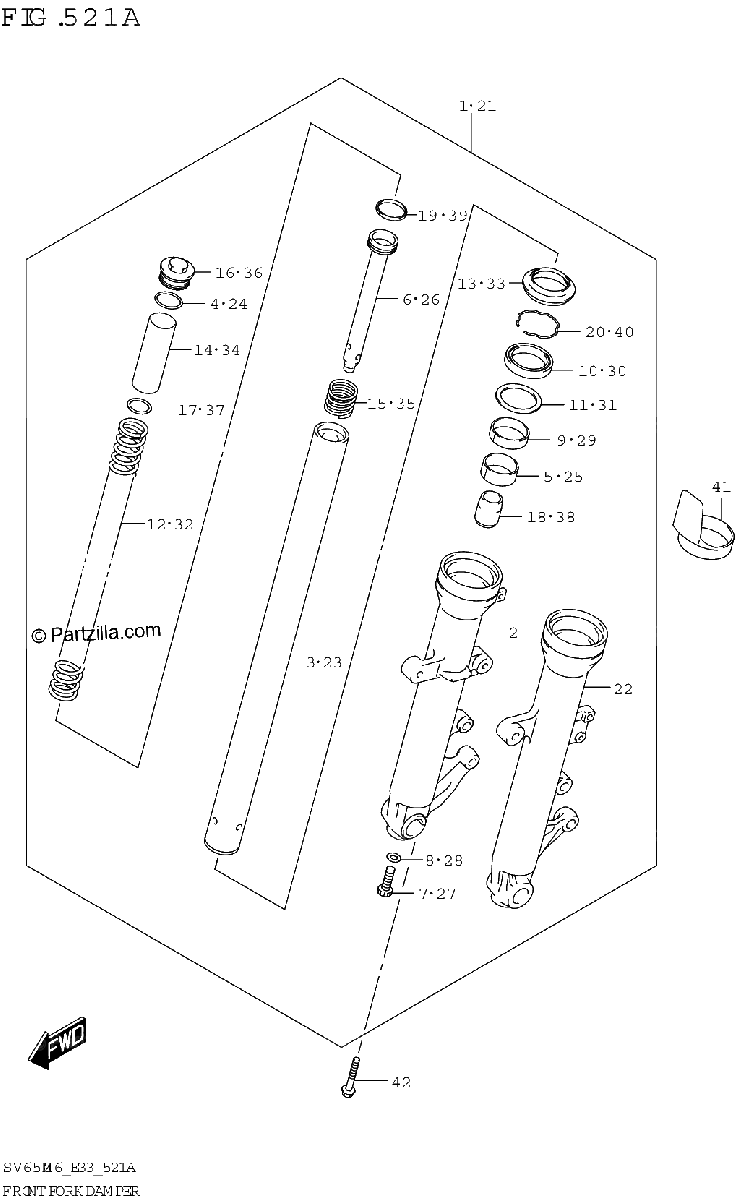 Diagrama de FRONT FORK DAMPER