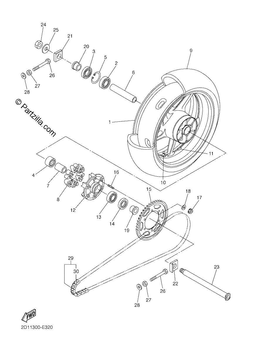 Diagrama de REAR WHEEL
