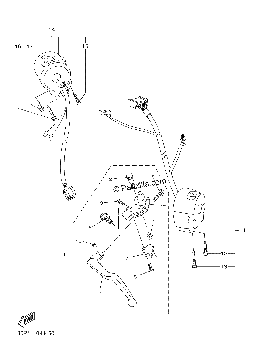 Diagrama de HANDLE SWITCH LEVER