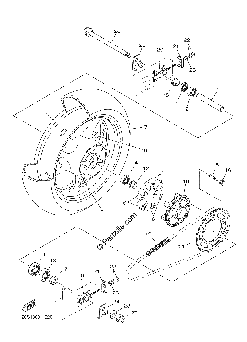 Diagrama de REAR WHEEL