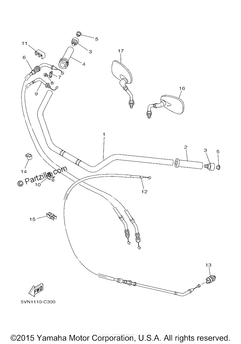 Diagrama de STEERING HANDLE CABLE