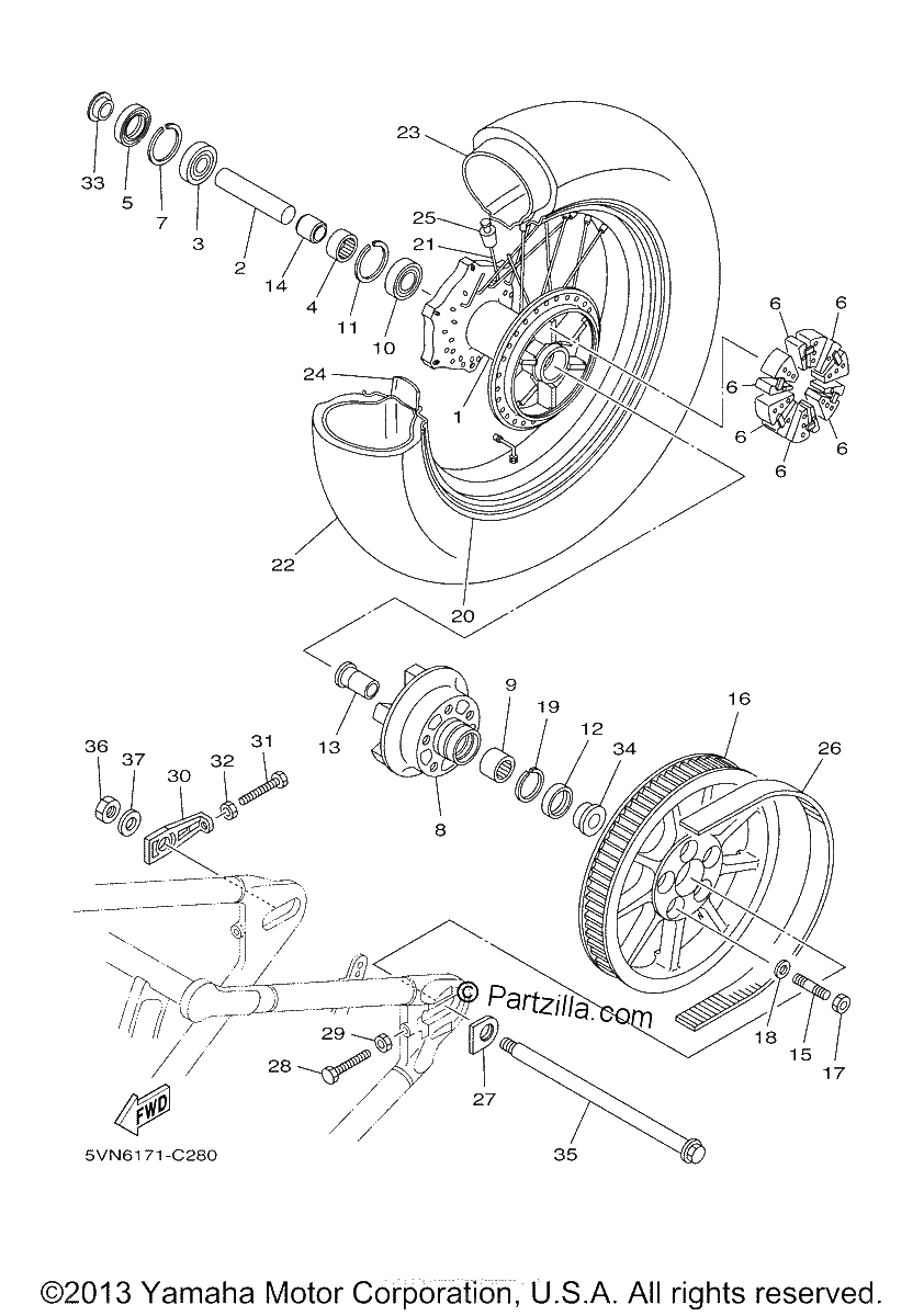 Diagrama de REAR WHEEL