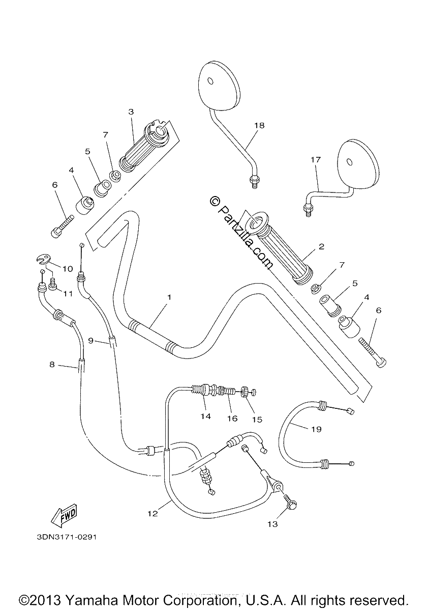 Diagrama de STEERING HANDLE CABLE