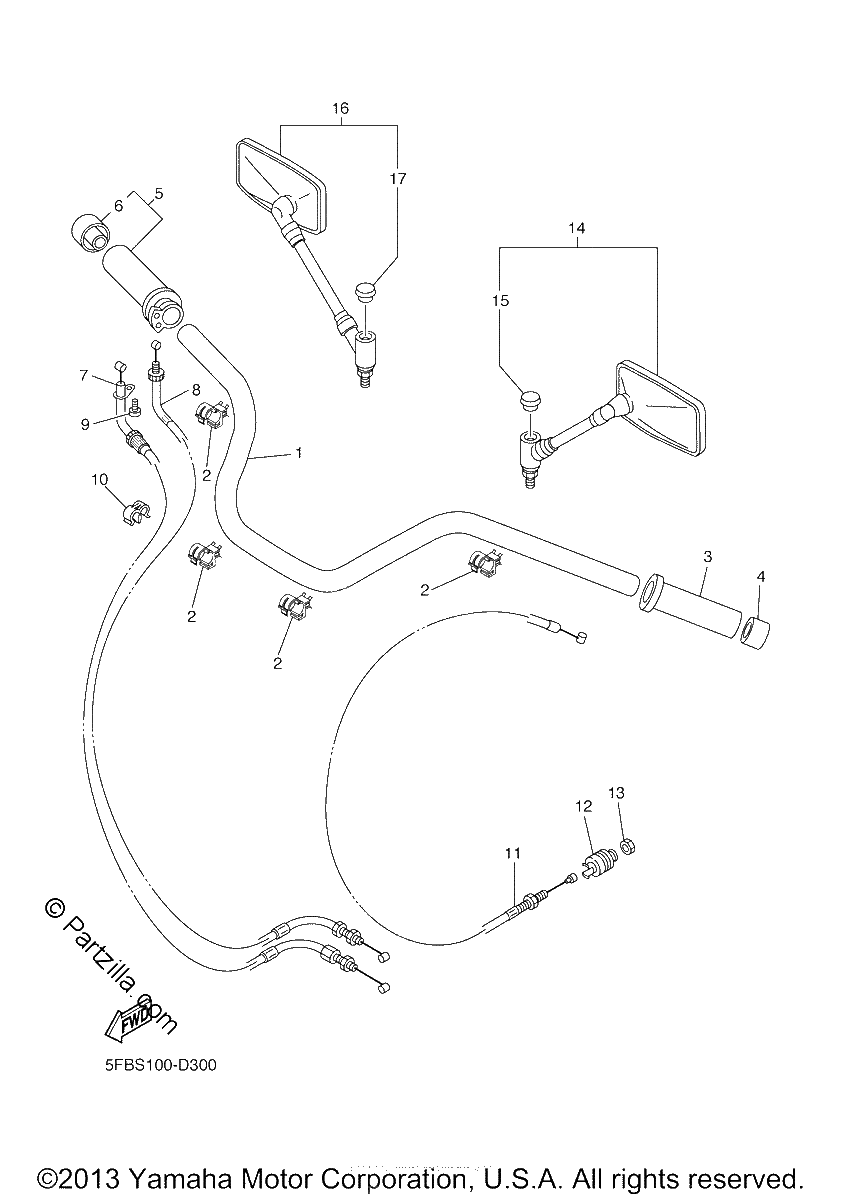 Diagrama de STEERING HANDLE CABLE