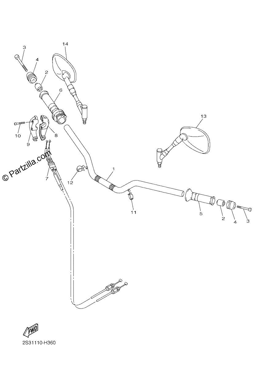Diagrama de STEERING HANDLE CABLE