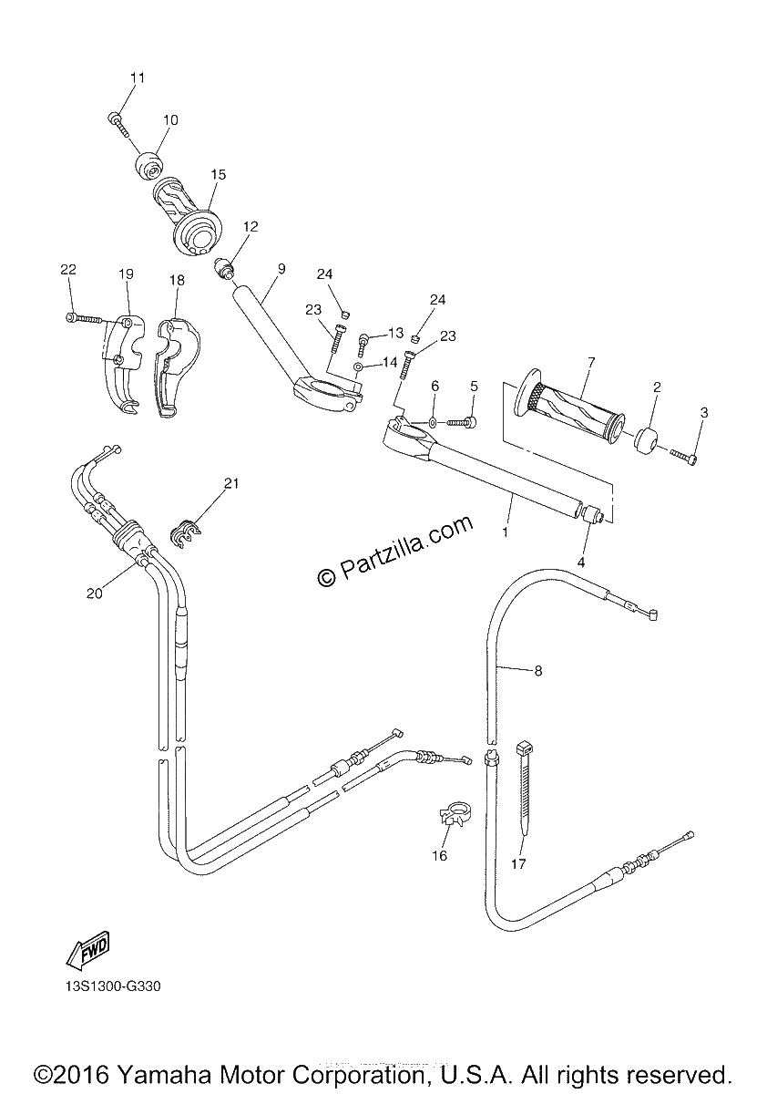 Diagrama de STEERING HANDLE CABLE