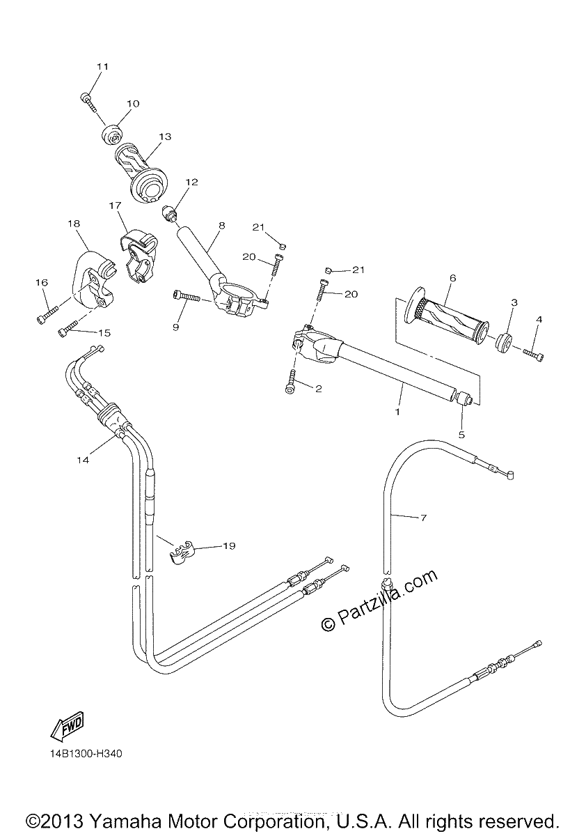 Diagrama de STEERING HANDLE CABLE