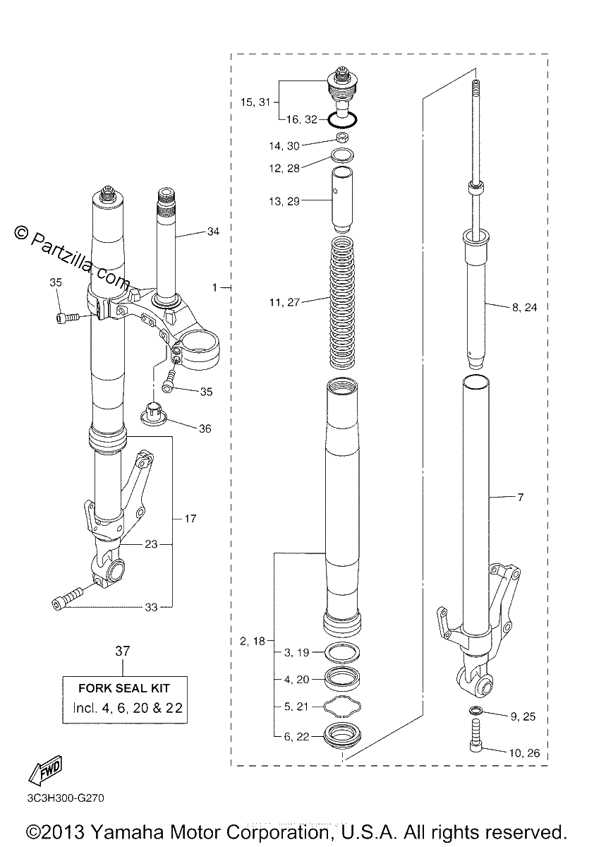 Diagrama de FRONT FORK