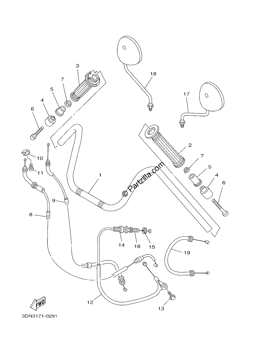 Diagrama de STEERING HANDLE CABLE