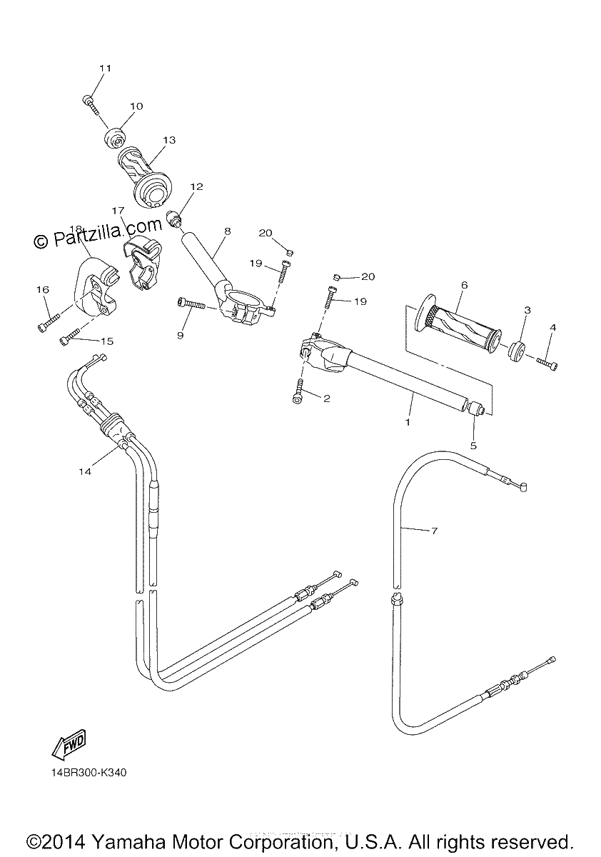 Diagrama de STEERING HANDLE CABLE