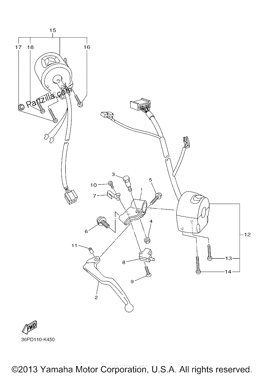 Diagrama de HANDLE SWITCH LEVER