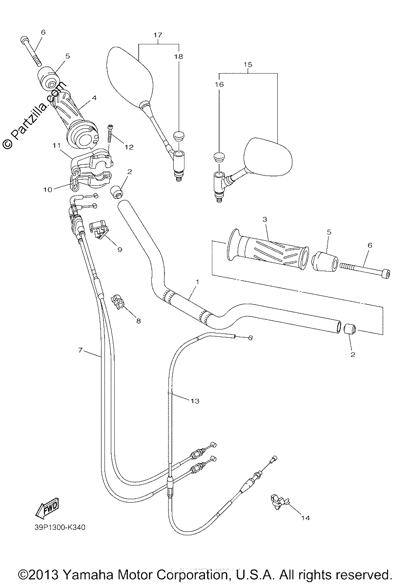 Diagrama de STEERING HANDLE CABLE