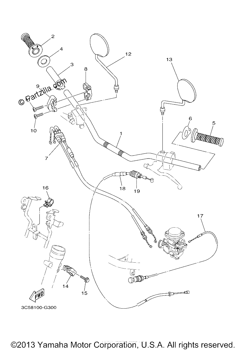 Diagrama de STEERING HANDLE CABLE