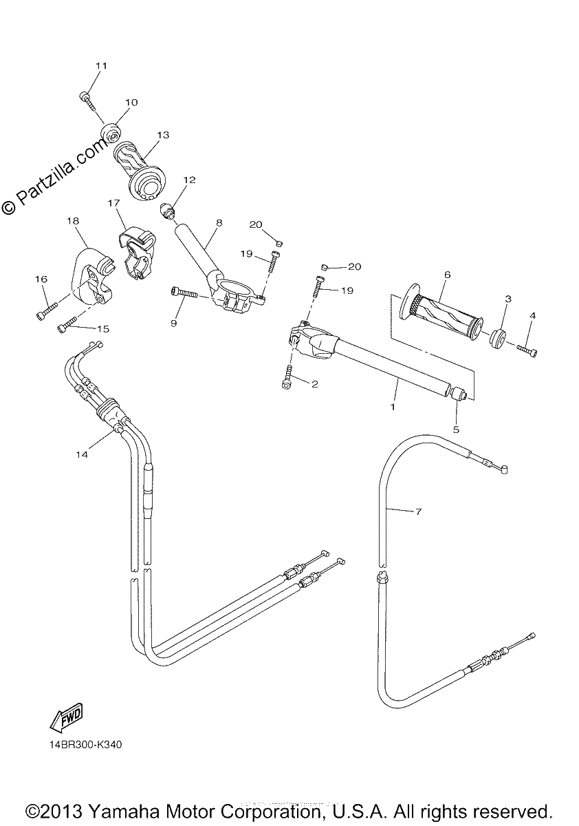 Diagrama de STEERING HANDLE CABLE