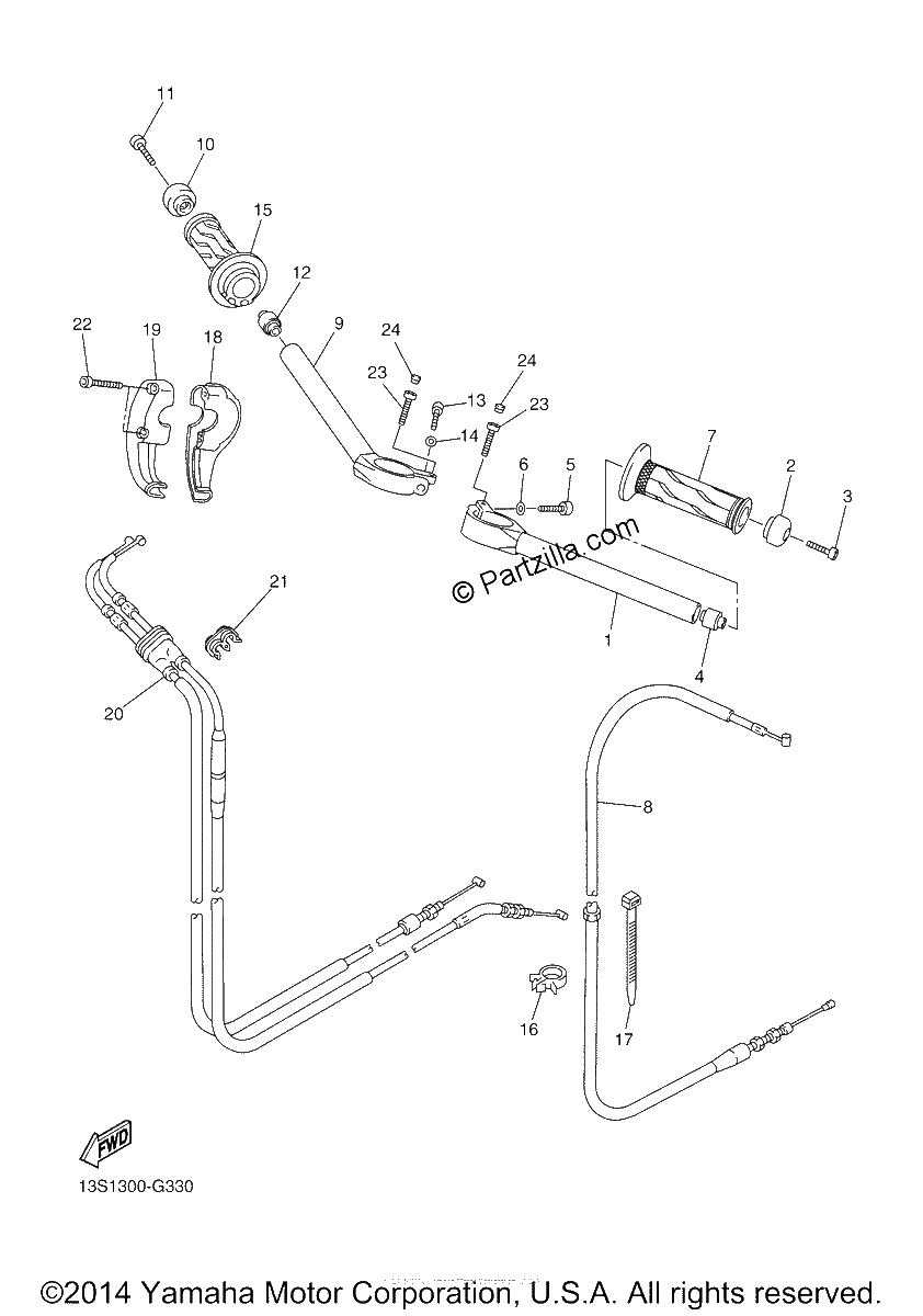 Diagrama de STEERING HANDLE CABLE