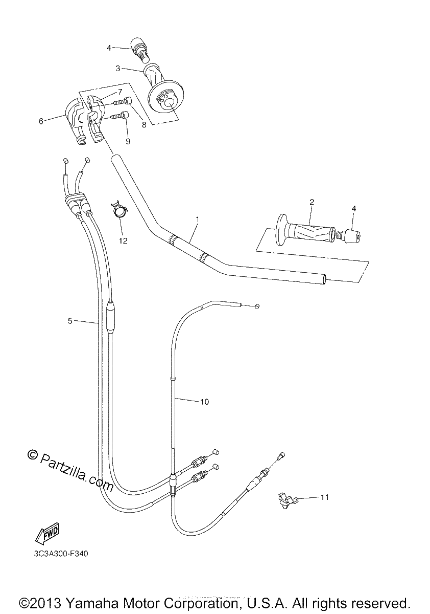 Diagrama de STEERING HANDLE CABLE